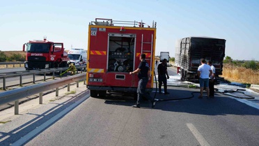Havsa'da Tırda Yangın Panik Yarattı