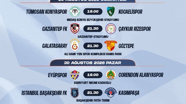 Süper Lig 2. ve 3. Hafta Programı Açıklandı