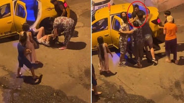 Bıçak çeken kızı takside darbettiler, kavgayı ayırmaya çalışanı da sokakta