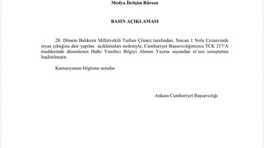 Turhan Çömez'e Soruşturma