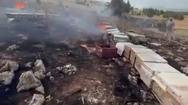 Tavas'ta Arı Kovanları Yandı