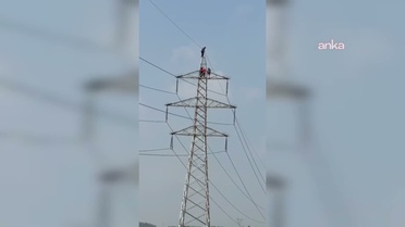 İşçiler Yüksek Gerilim Direğinde Eylem Yaptı