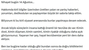 Dikbayır'dan Açıklama: Kirli Siyaset ve Tecrübeler