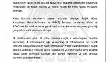 Sivas'ta Minibüs Kazası: 4 Ölü, 10 Yaralı