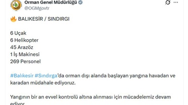 OGM, Sındırgı'daki Yangına Müdahale Ediyor
