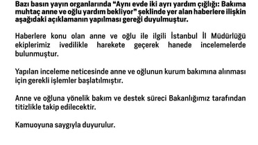 Bakıma Muhtaç Anne ve Oğluna Destek