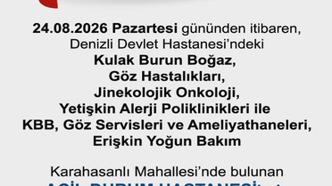 Denizli Devlet Hastanesi Poliklinikleri Taşınıyor