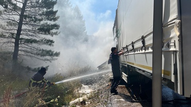 Bolu'da Şeker Yüklü TIR Yangını