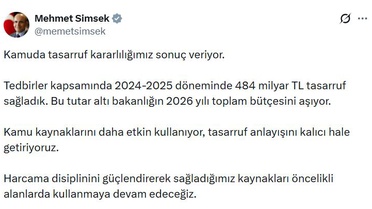 Mehmet Şimşek rakamı açıkladı! Kamuda 2 yılda 484 milyar TL tasarruf sağlandı 
