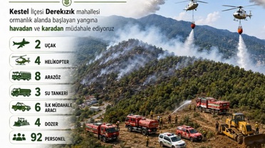 Bursa'da Orman Yangınına Hava ve Karadan Müdahele
