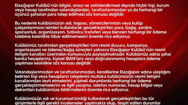 Elazığspor'dan Dolandırıcılık Uyarısı