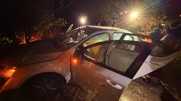 Ayvalık'ta otomobil şarampole devrildi: 3 yaralı