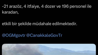 Bayramiç'te Yangına Havadan ve Karadan Müdahale