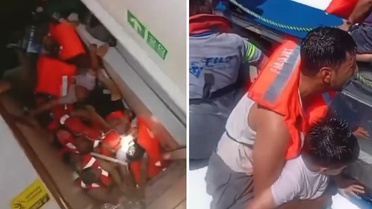 Girne'de alabora olan geminin yan yatma anı kamerada