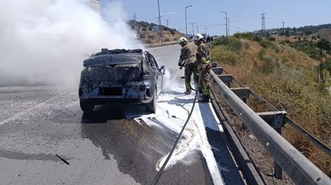 Hatay Belen'de seyir halindeki otomobilde yangın, itfaiyenin müdahalesiyle can kaybı olmadan söndürüldü
