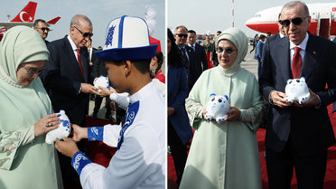 Erdoğan çiftine Kırgızistan'da asalet ve gücün sembolü hediye edildi