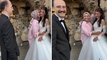 Düğün fotoğrafı çekiminde şaşırtan anlar: Damattan önce fotoğrafçı öptü