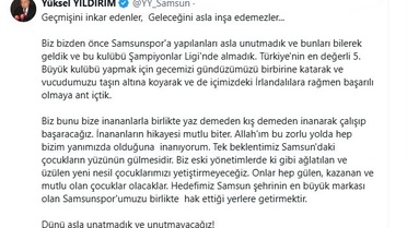 Samsunspor Başkanı Yıldırım: Kulübü en değerli 5 büyük takım yapma hedefiyle çalışıyoruz