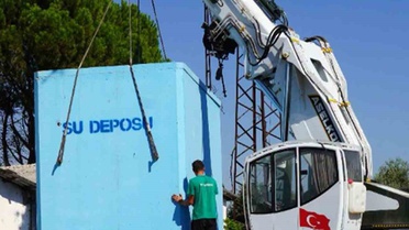 MUSKİ, Menteşe'nin Akyer ve Göktepe mahallelerine 50'şer tonluk içme suyu deposu nakletti