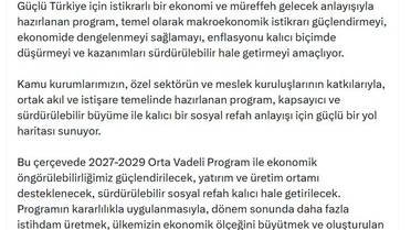 OVP: Ekonomik Öngörülebilirlik Güçlenecek
