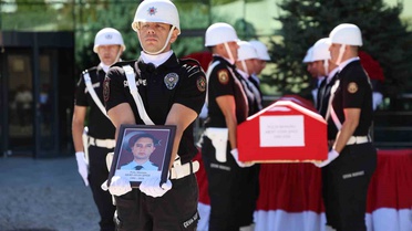 Elazığ Palu'da kazada ölen polis memuru Mert Ozan Şindi, törenle İstanbul'a uğurlandı