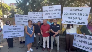 Eğitim Sen'den MEB önünde 71. kez bekleyen ücretli öğretmenlere destek