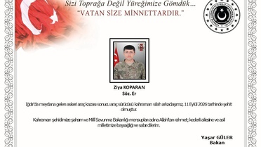 Bakan Güler’den Iğdır’daki kazada şehit olan asker için başsağlığı mesajı