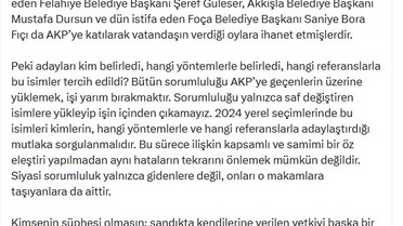 CHP'li Sarı, istifa edip AKP'ye geçen belediye başkanlarını eleştirdi