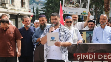 Of'ta cuma sonrası Gazze için basın açıklaması yapıldı