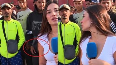 İspanyol muhabir canlı yayında taciz edildi! Bozuntuya vermeden devam etti