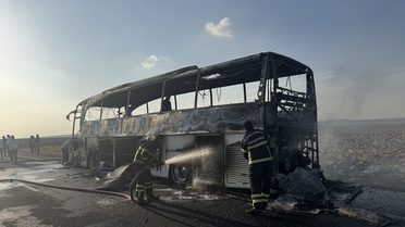 Şanlıurfa Siverek'te yolcu otobüsünde yangın çıktı, otobüs kullanılamaz hale geldi