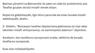 Bursaspor Başkanı Çelik'ten Batman yasağına tribün cevabı, gerekirse ceza yeriz