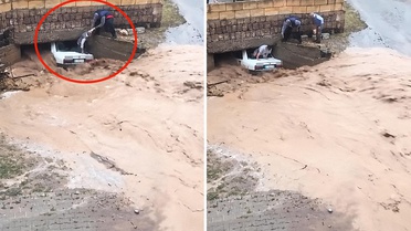 Sel sularında sıkışan araçtaki yolcuları köylüler kurtardı
