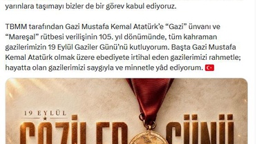 İletişim Başkanı Duran, Atatürk'e Gazilik verilişinin 105. yılında gazileri andı