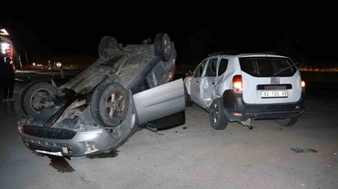 Nevşehir'de takla atan otomobilin sürücüsü alkollü çıktı, kaza anı kamerada