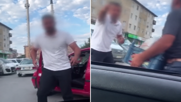 Trafikte 'Neden kornaya bastın' kavgası! Öfkeli sürücünün dehşet saçtığı anlar kamerada