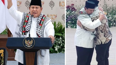Endonezya Cumhurbaşkanı Subianto 'Filistin' sloganları attı, büyükelçi sahneye çıkıp sarıldı