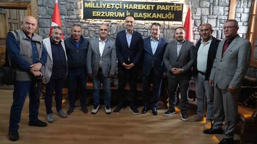 Gazeteciler, MHP Erzurum İl Başkanı Yurdagül'e hayırlı olsun ziyaretinde bulundu