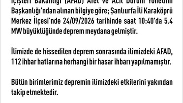 Şanlıurfa'daki 5,4'lük deprem Elazığ'da hissedildi, 112'ye hasar ihbarı gitmedi
