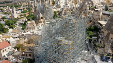 Göreme'de 5 peribacasının restorasyonunda iskeleler yakında sökülecek