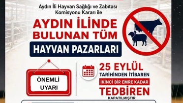 Aydın'da hayvan hastalıkları nedeniyle tüm hayvan pazarları tedbiren kapatıldı