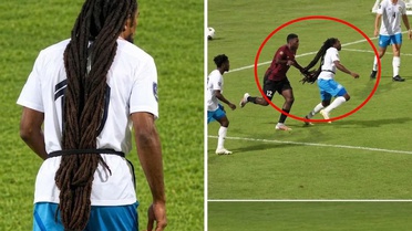 Futbol tarihinde bir ilk! Saçlarıyla rakibini 9 kişi bıraktı