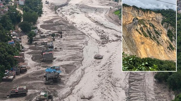 Dağın çöktüğü an kamerada! Nepal'de korku filmini aratmayan görüntüler