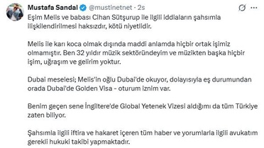 Mustafa Sandal, eşiyle anılan 11 milyar TL'lik fon iddialarına tepki gösterdi