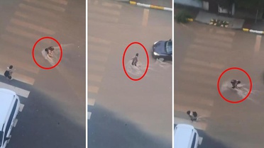 Dereye dönen caddede ilerleyemedi, yardım eli böyle uzandı