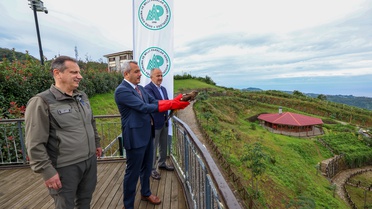 Rize'de tedavi edilen arı şahinlerinden biri takip çipiyle doğaya salındı