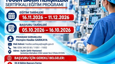 Aydın Şehir Hastanesi'nde yoğun bakım hemşireliği eğitimi 16 Kasım 2026'da başlıyor