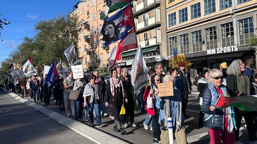 Stockholm'de İsrail'in saldırıları ve ateşkes ihlalleri Odenplan'da protesto edildi