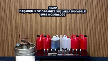 Sinop Gerze'de iş yerinde 45 litre etil alkol ele geçirildi, 1 şüpheli yakalandı