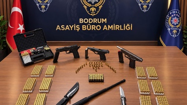 Bodrum'da ateş açma ihbarında 3 ruhsatsız tabanca bulundu, 2 şüpheli gözaltına alındı